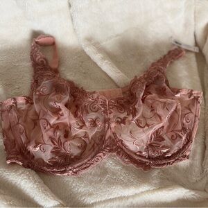 NWT Sensuous Lace Unlined Soma Lace Underwire Bra Rose Blush 40DDD
